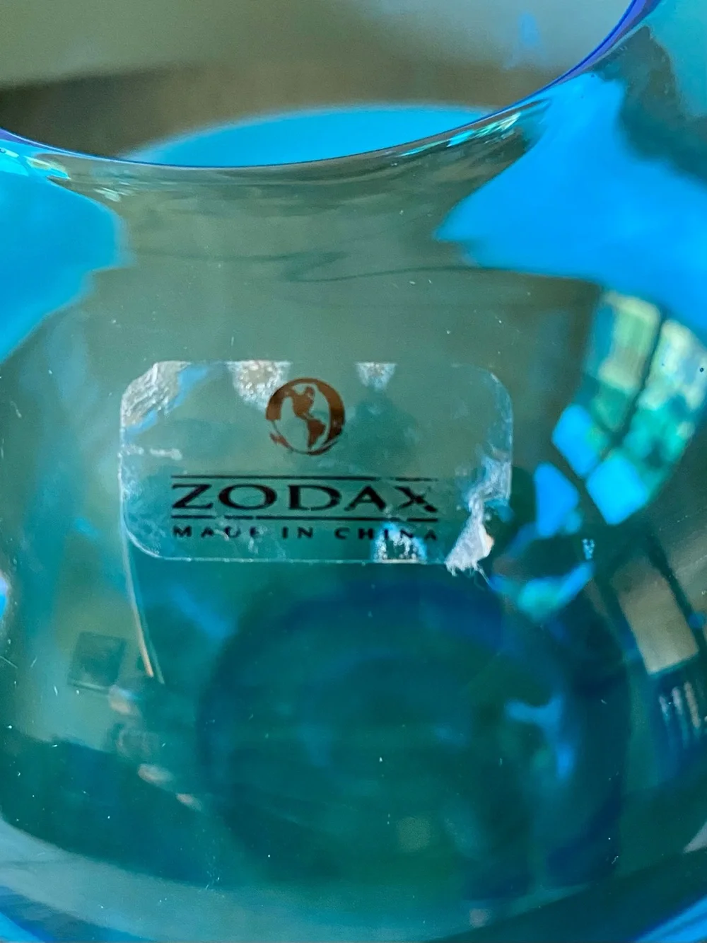Zodax Blue Glass Round Vase